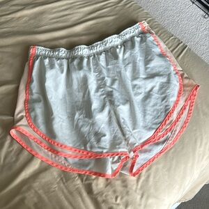 Nike Tempo Shorts White and Neon Pink